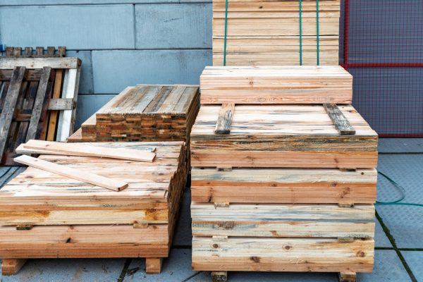Export quality timber panels stacked and cut to size for industrial manufacturing